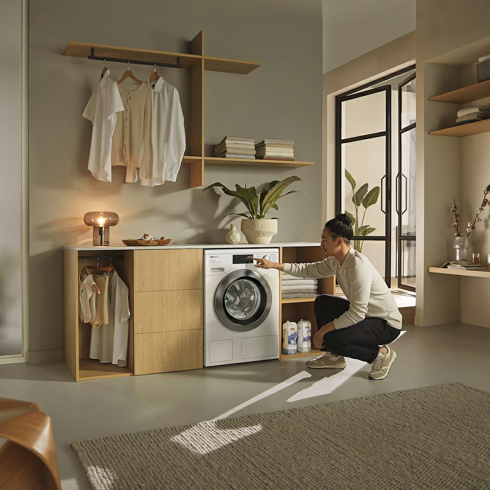 Miele PWash & TDos & Steam 9KG 1400RPM Freestanding Washing Machine - Lotus White | WEG885 WCS