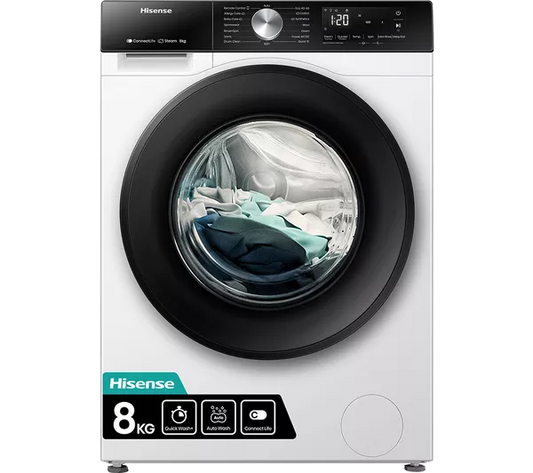 Hisense 3S 8KG 1400RPM Freestanding Washing Machine - White | WF3S8043BW
